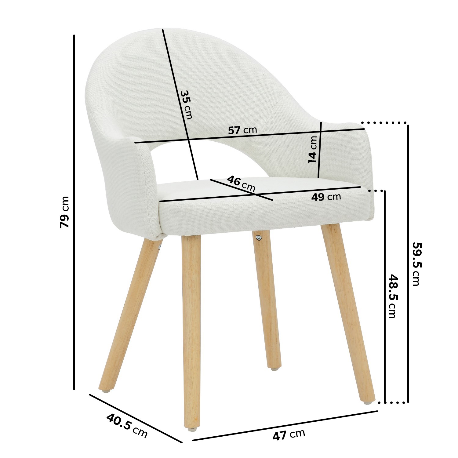 Read more about Set of 2 cream recycled fabric dining chairs with oak legs colbie